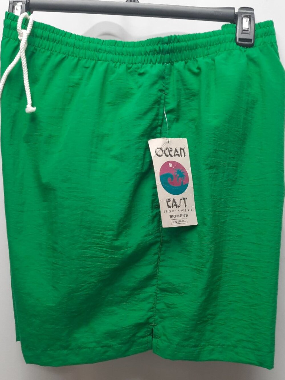 Vintage Ocean East Swim Trunks Men 2XL 44 46 Green Crinkle Nylon Mesh Liner NWT - Picture 2 of 9